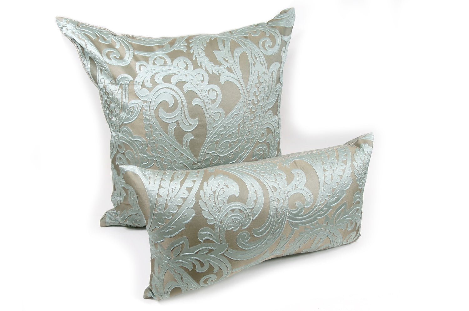 The Classic paisley クラシックペーズリー柄 クッションカバー スカイブルー×カーキ 50×50cm - HOUSE OF JAPAN Shop