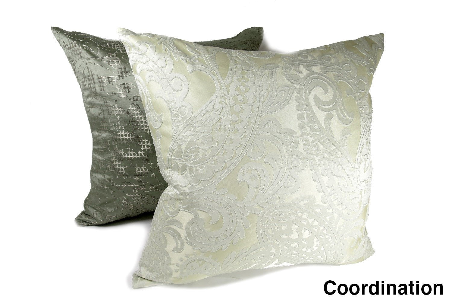 The Classic paisley クラシックペーズリー柄クッションカバー (パールグレー×リーフベージュ) 50×50cm - HOUSE OF JAPAN Shop
