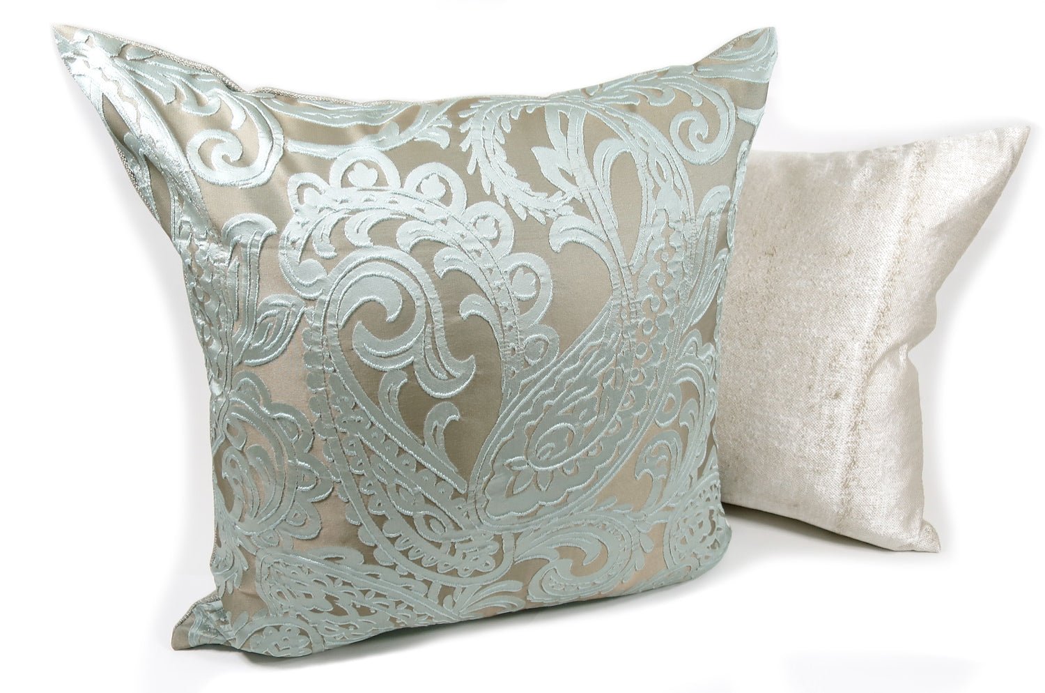 The Classic paisley クラシックペーズリー柄 クッションカバー スカイブルー×カーキ 50×50cm - HOUSE OF JAPAN Shop