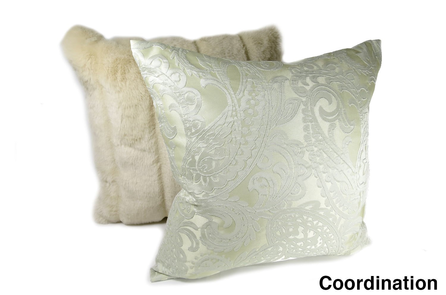 The Classic paisley クラシックペーズリー柄クッションカバー (パールグレー×リーフベージュ) 50×50cm - HOUSE OF JAPAN Shop