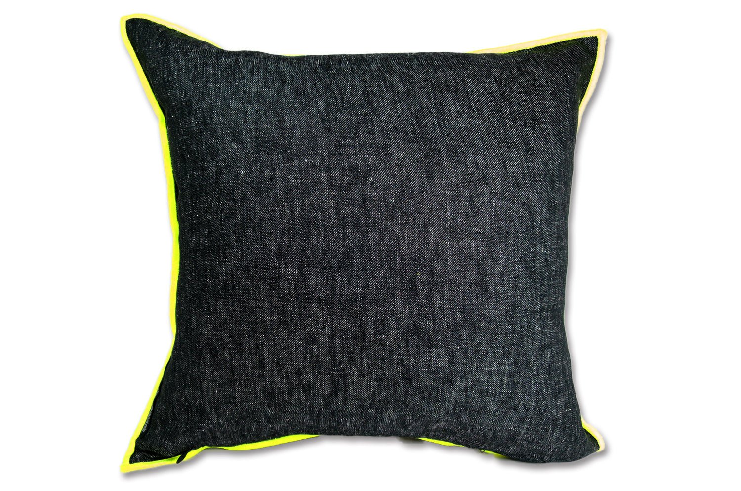 The Color block カラーブロックデザイン リネン クッションカバー (ブラック×ネオンイエロー) 45×45cm - HOUSE OF JAPAN Shop