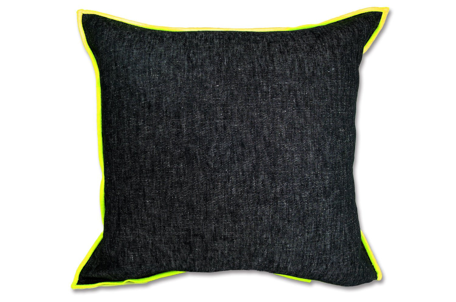 The Color block カラーブロックデザイン リネン クッションカバー (ブラック×ネオンイエロー) 45×45cm - HOUSE OF JAPAN Shop