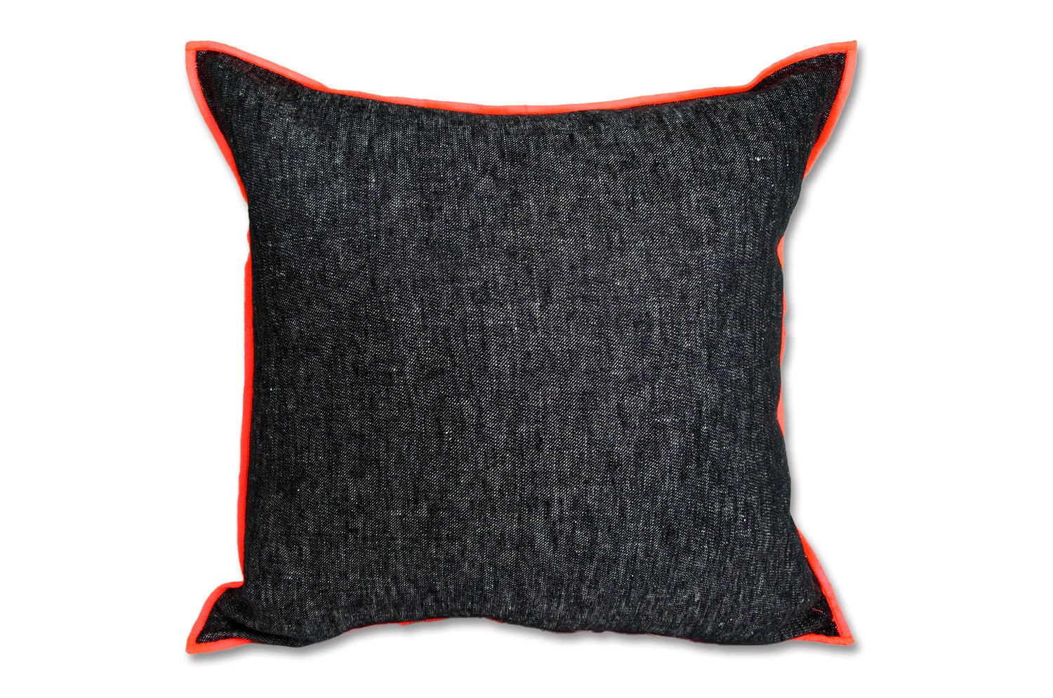 The Color block カラーブロックデザイン リネン クッションカバー (ブラック×ネオンオレンジ) 45×45cm - HOUSE OF JAPAN Shop