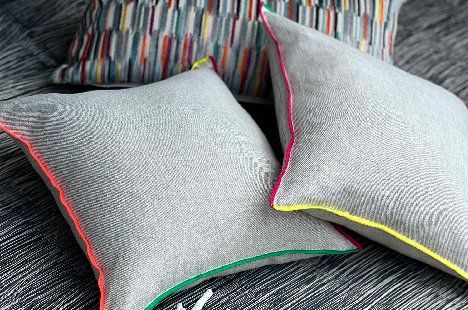 The Color block カラーブロックデザイン リネン クッションカバー (Natural) 45×45cm - HOUSE OF JAPAN Shop