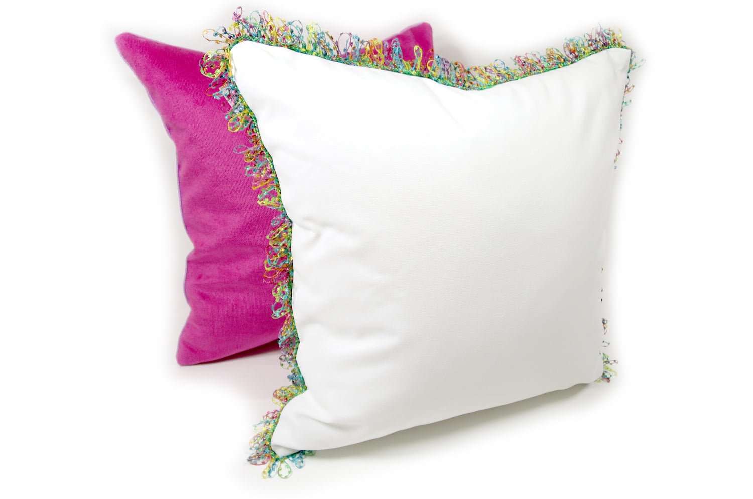 The Colorful fringe 花畑カラフルフリンジクッションカバー ホワイト 45×45cm - HOUSE OF JAPAN Shop