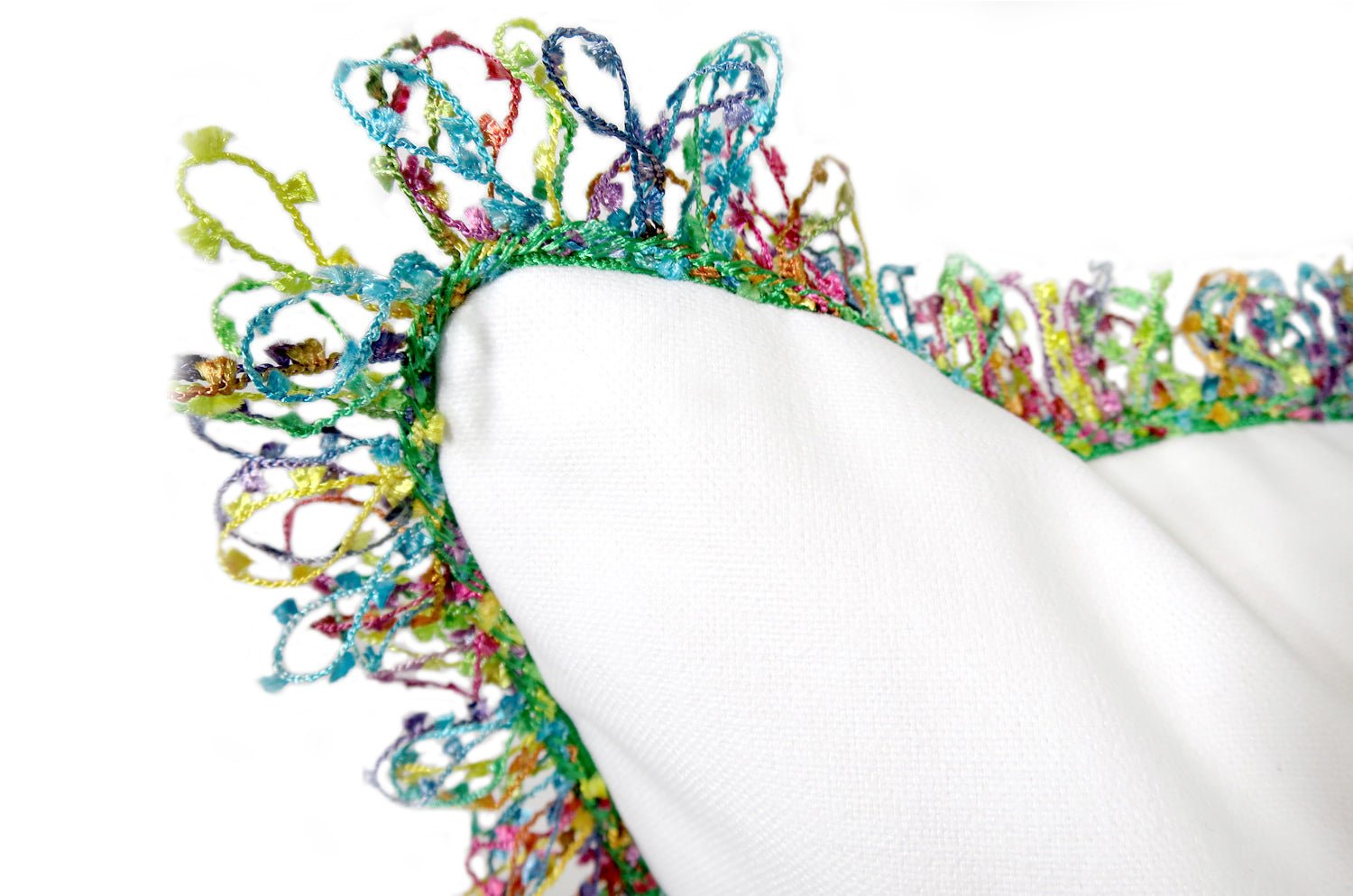 The Colorful fringe 花畑カラフルフリンジクッションカバー ホワイト 45×45cm - HOUSE OF JAPAN Shop