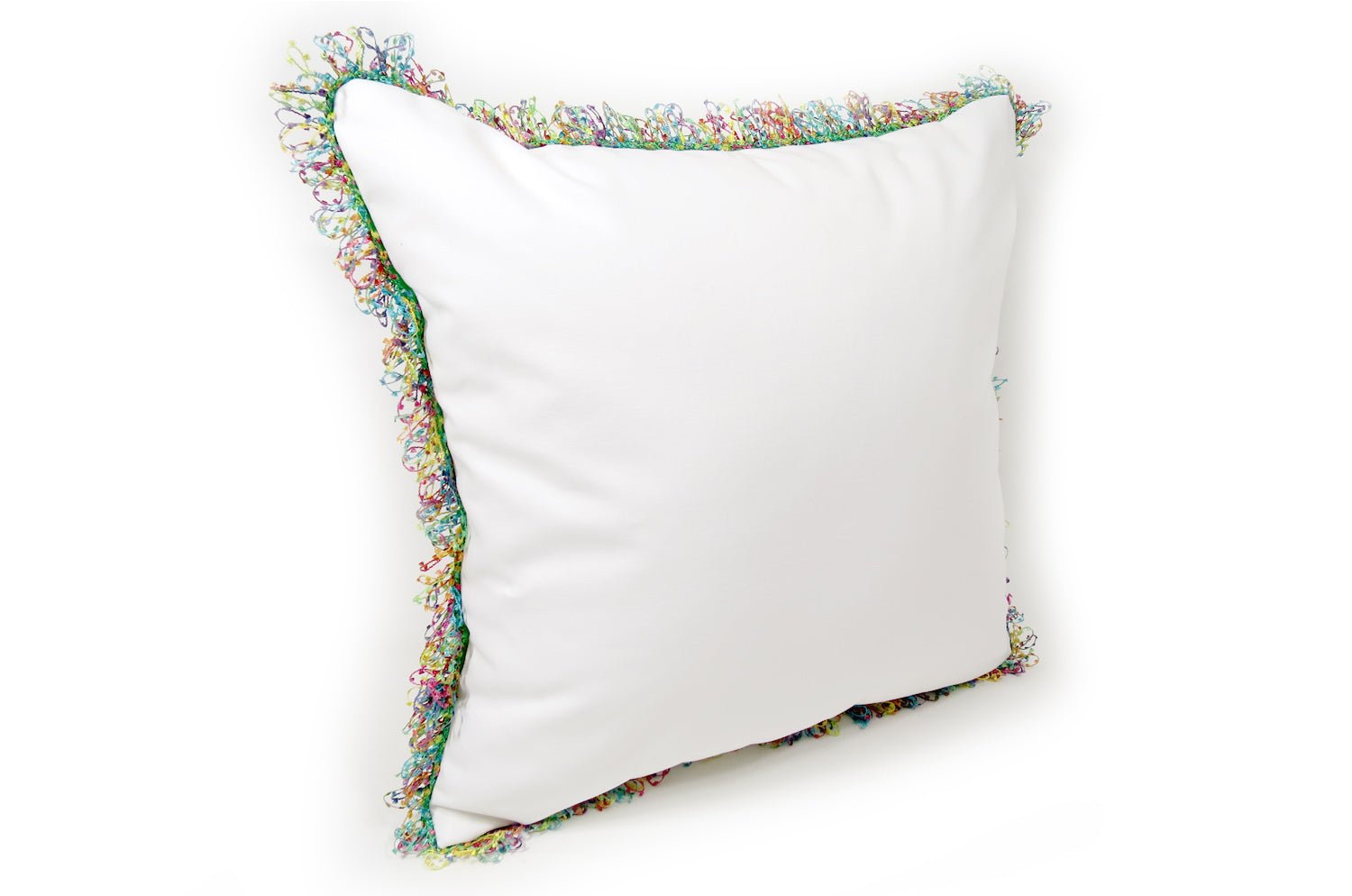 The Colorful fringe 花畑カラフルフリンジクッションカバー ホワイト 45×45cm - HOUSE OF JAPAN Shop