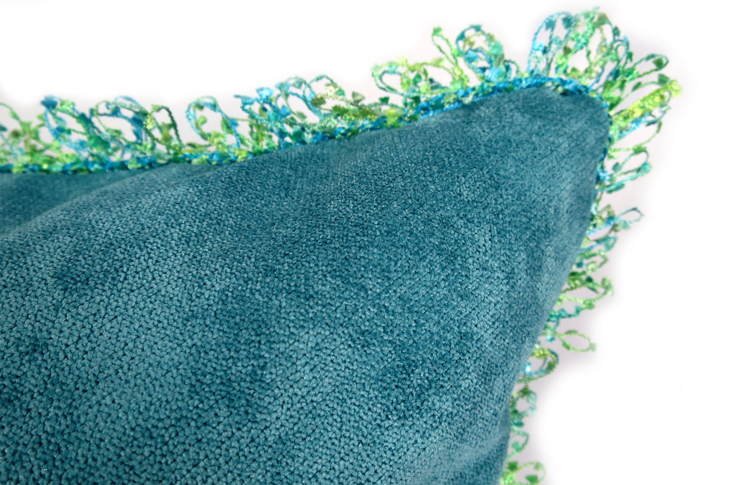 The Colorful fringe 花畑カラフルフリンジクッションカバー ピーコック 45×45cm - HOUSE OF JAPAN Shop