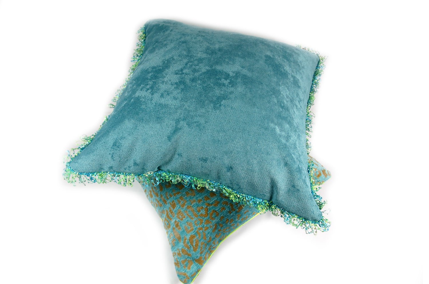 The Colorful fringe 花畑カラフルフリンジクッションカバー ピーコック 45×45cm - HOUSE OF JAPAN Shop