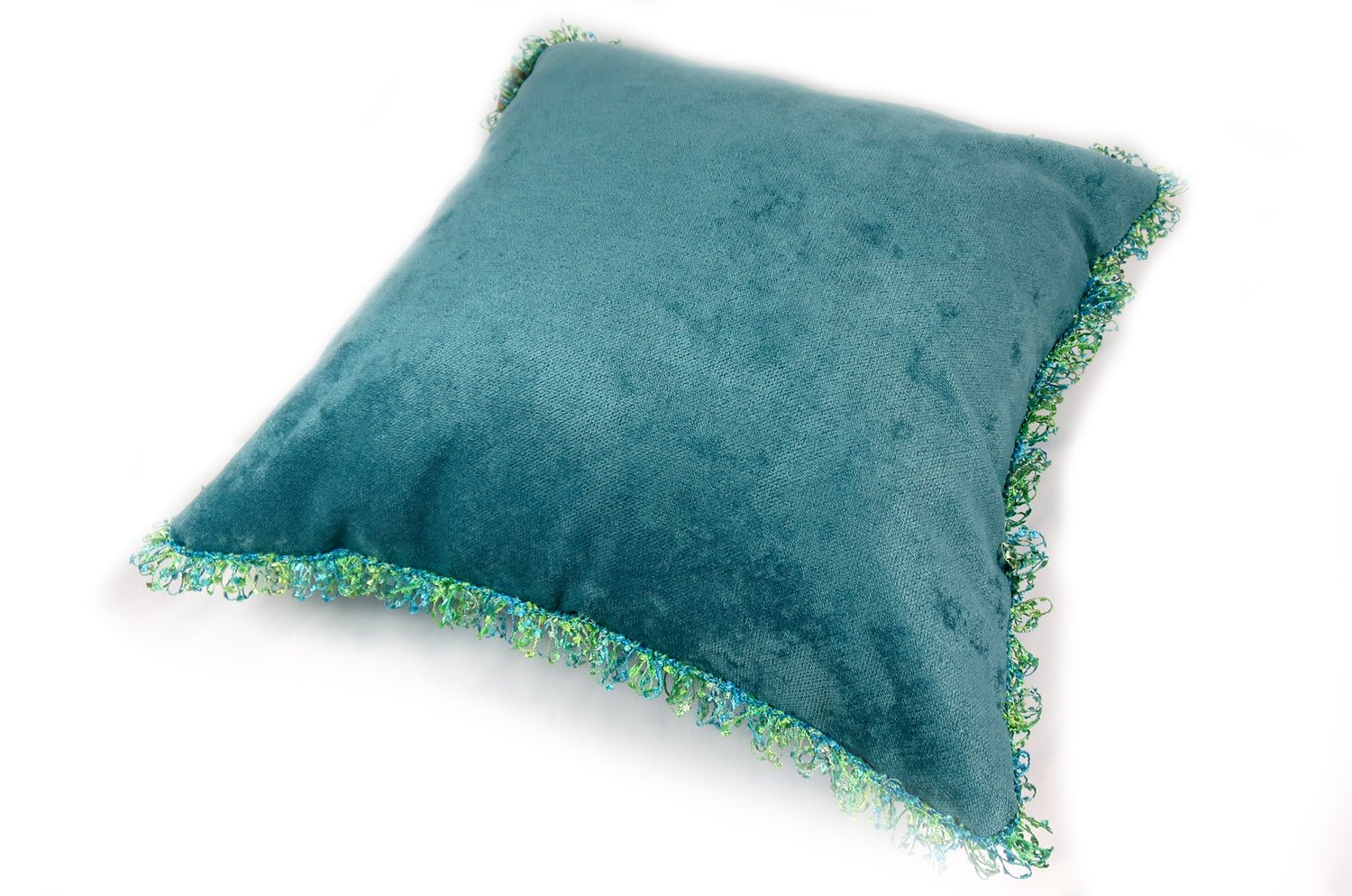 The Colorful fringe 花畑カラフルフリンジクッションカバー ピーコック 45×45cm - HOUSE OF JAPAN Shop