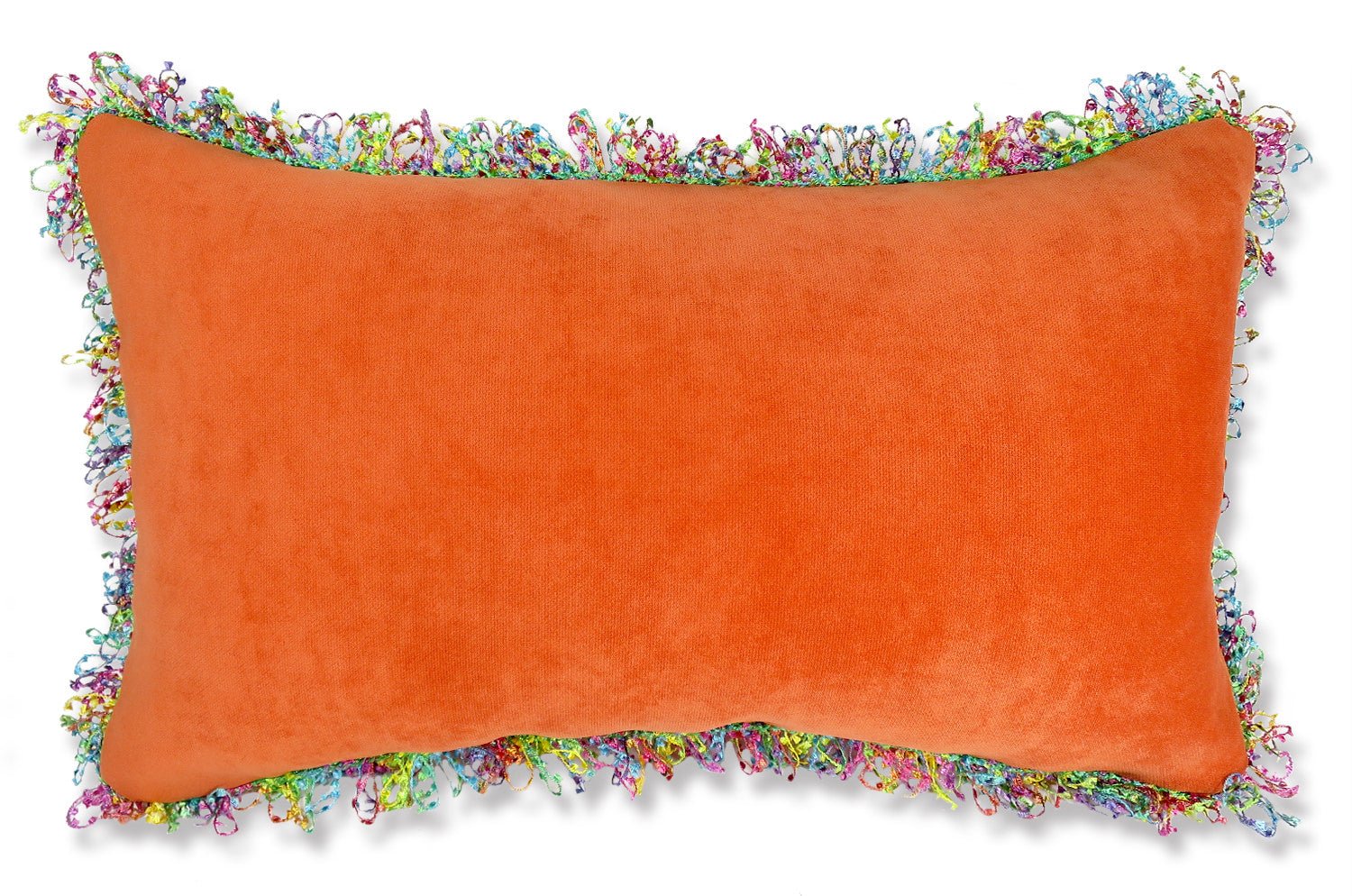 The Colorful Fringe 花畑カラフルフリンジクッション オレンジ 50×30cm 中材付 - HOUSE OF JAPAN Shop