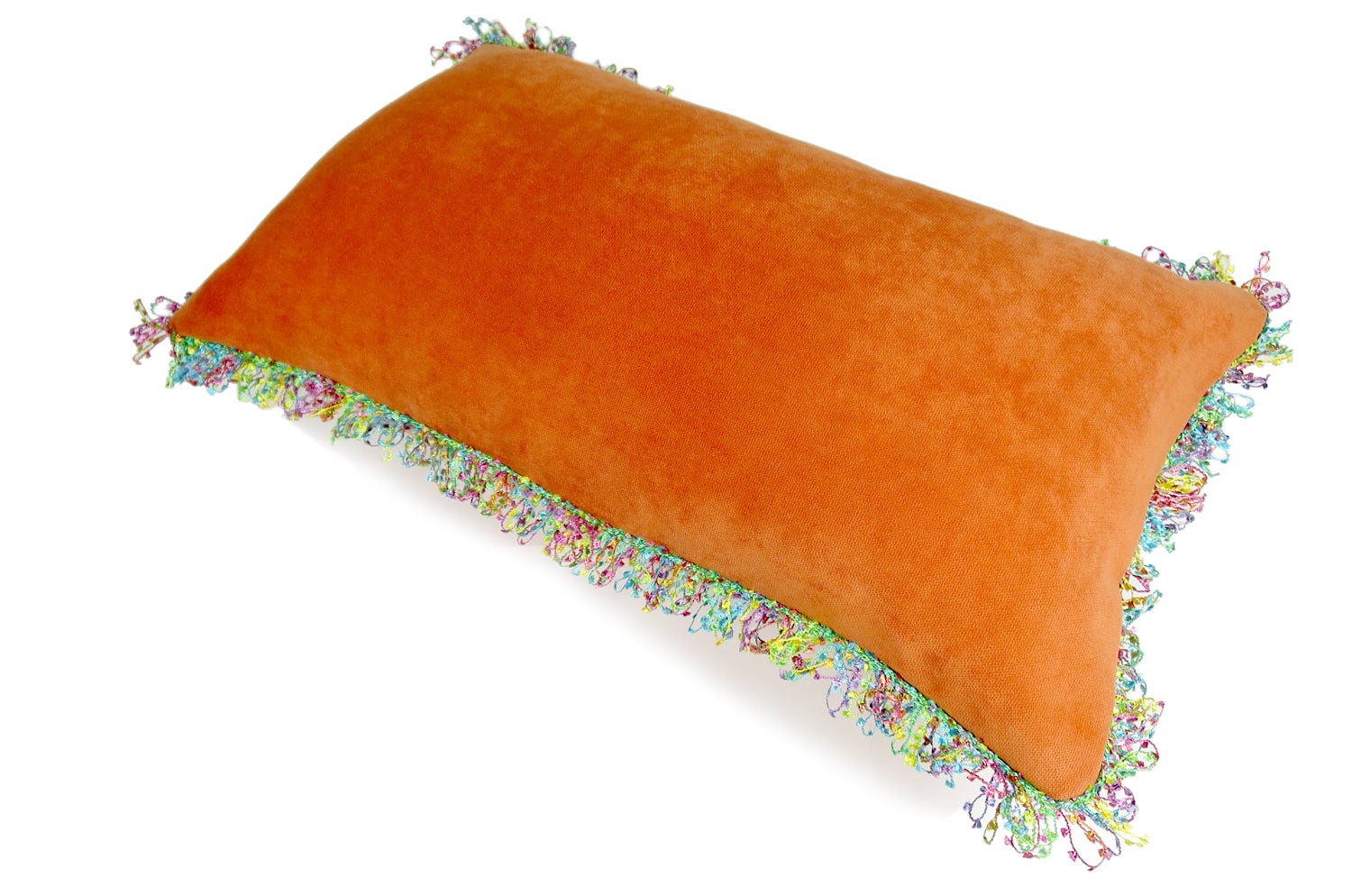 The Colorful Fringe 花畑カラフルフリンジクッション オレンジ 50×30cm 中材付 - HOUSE OF JAPAN Shop