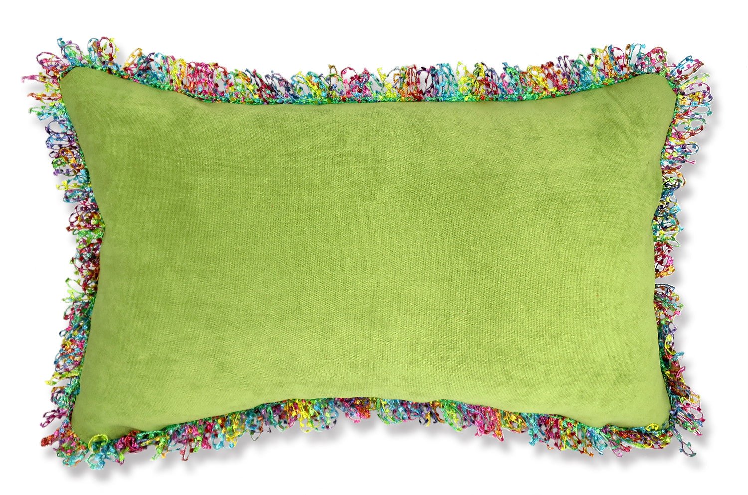 The Colorful Fringe 花畑カラフルフリンジクッション ライムグリーン 50×30cm 中材付 - HOUSE OF JAPAN Shop