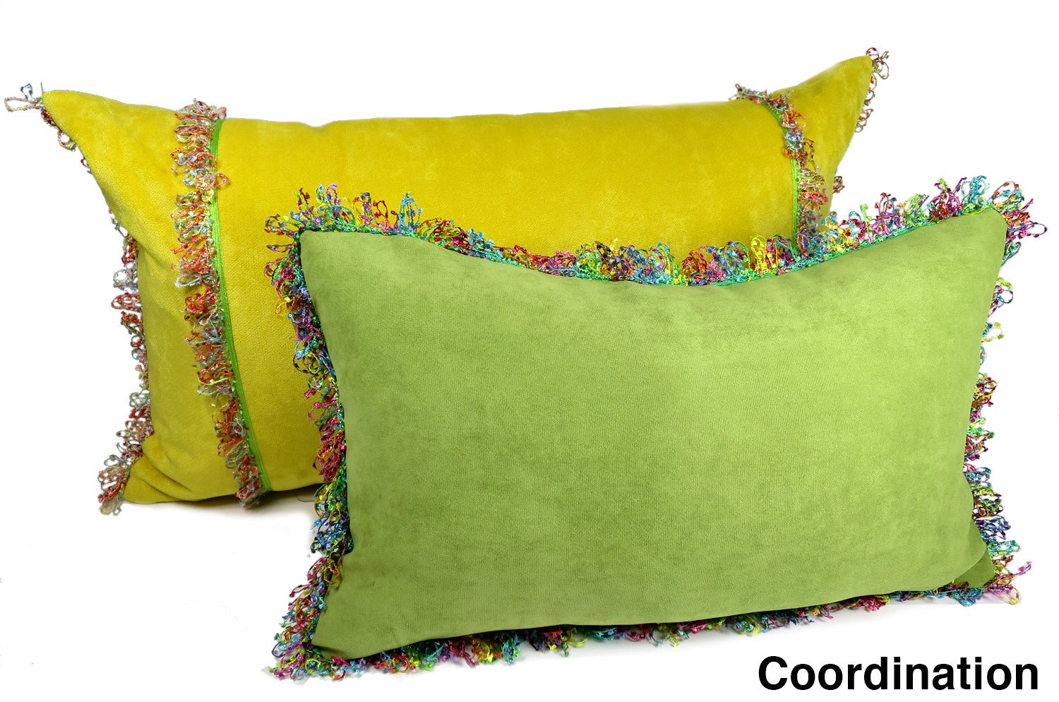 The Colorful Fringe 花畑カラフルフリンジクッション ライムグリーン 50×30cm 中材付 - HOUSE OF JAPAN Shop