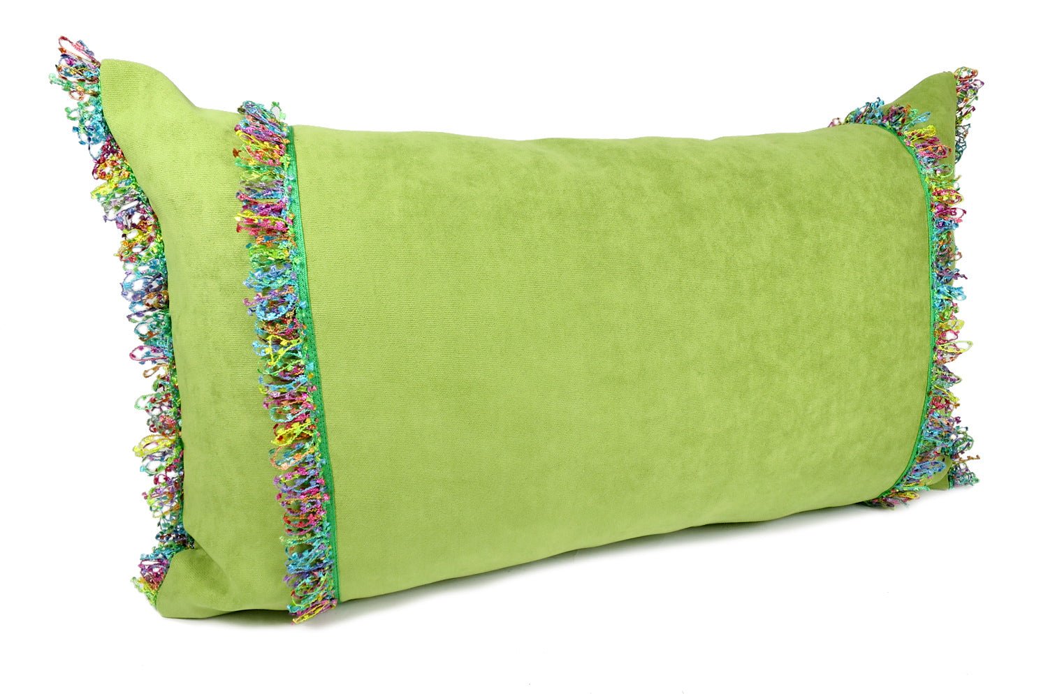 The Colorful Fringe 花畑カラフルフリンジクッション ライムグリーン 66×38cm 中材付 - HOUSE OF JAPAN Shop