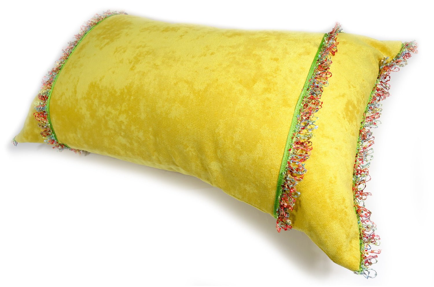 The Colorful Fringe 花畑カラフルフリンジクッション イエロー 66×38cm 中材付 - HOUSE OF JAPAN Shop