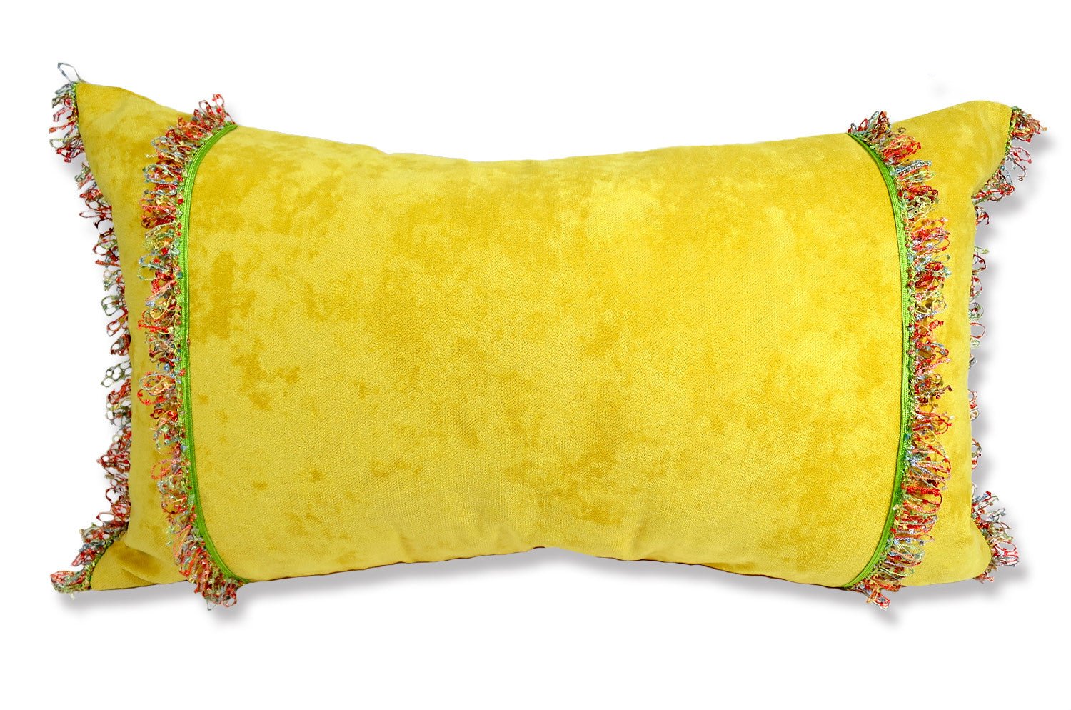 The Colorful Fringe 花畑カラフルフリンジクッション イエロー 66×38cm 中材付 - HOUSE OF JAPAN Shop