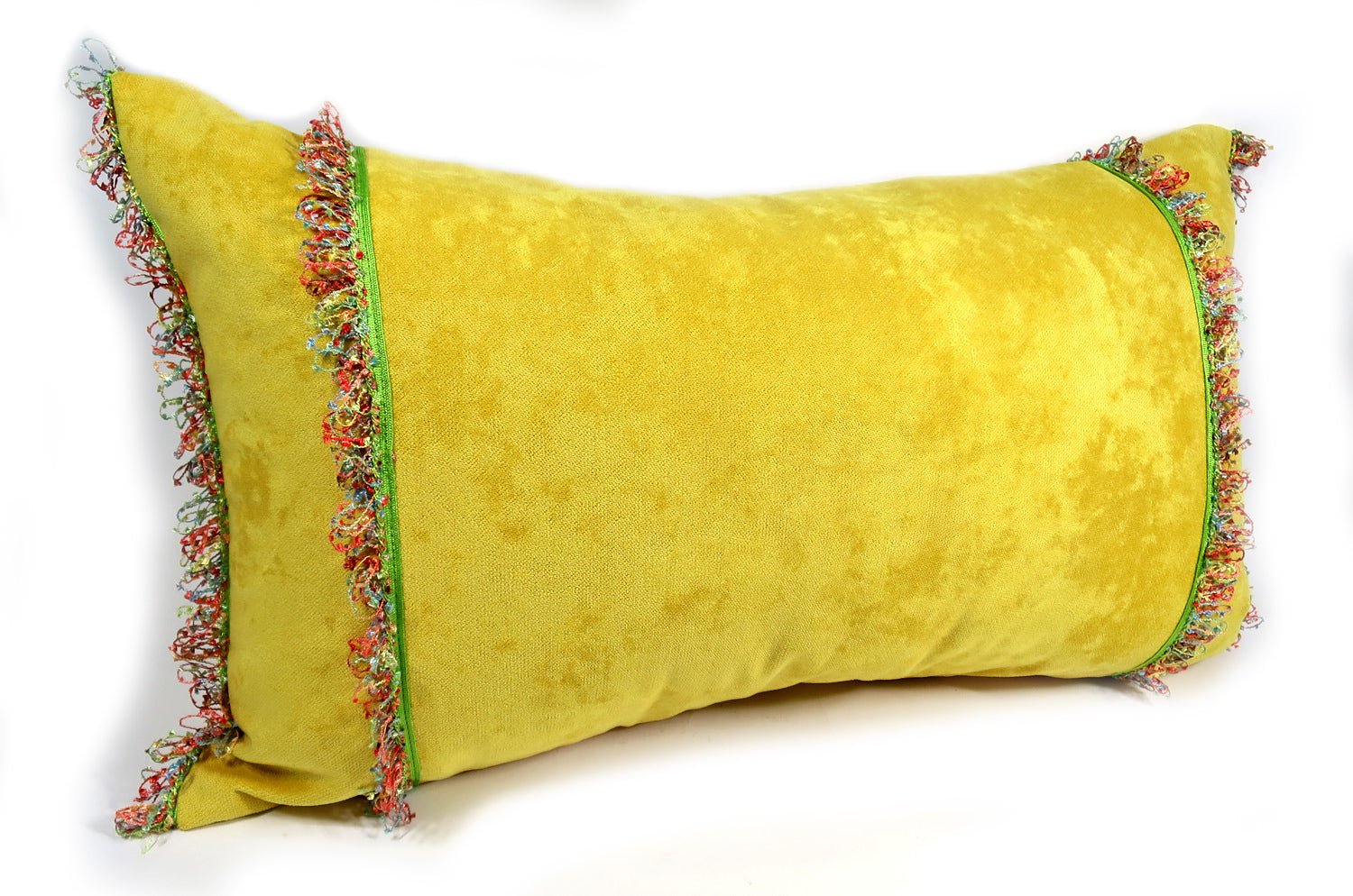 The Colorful Fringe 花畑カラフルフリンジクッション イエロー 66×38cm 中材付 - HOUSE OF JAPAN Shop