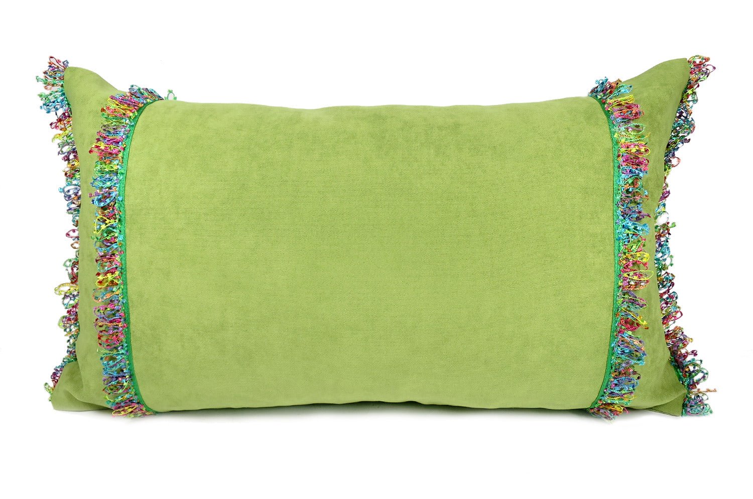 The Colorful Fringe 花畑カラフルフリンジクッション ライムグリーン 66×38cm 中材付 - HOUSE OF JAPAN Shop