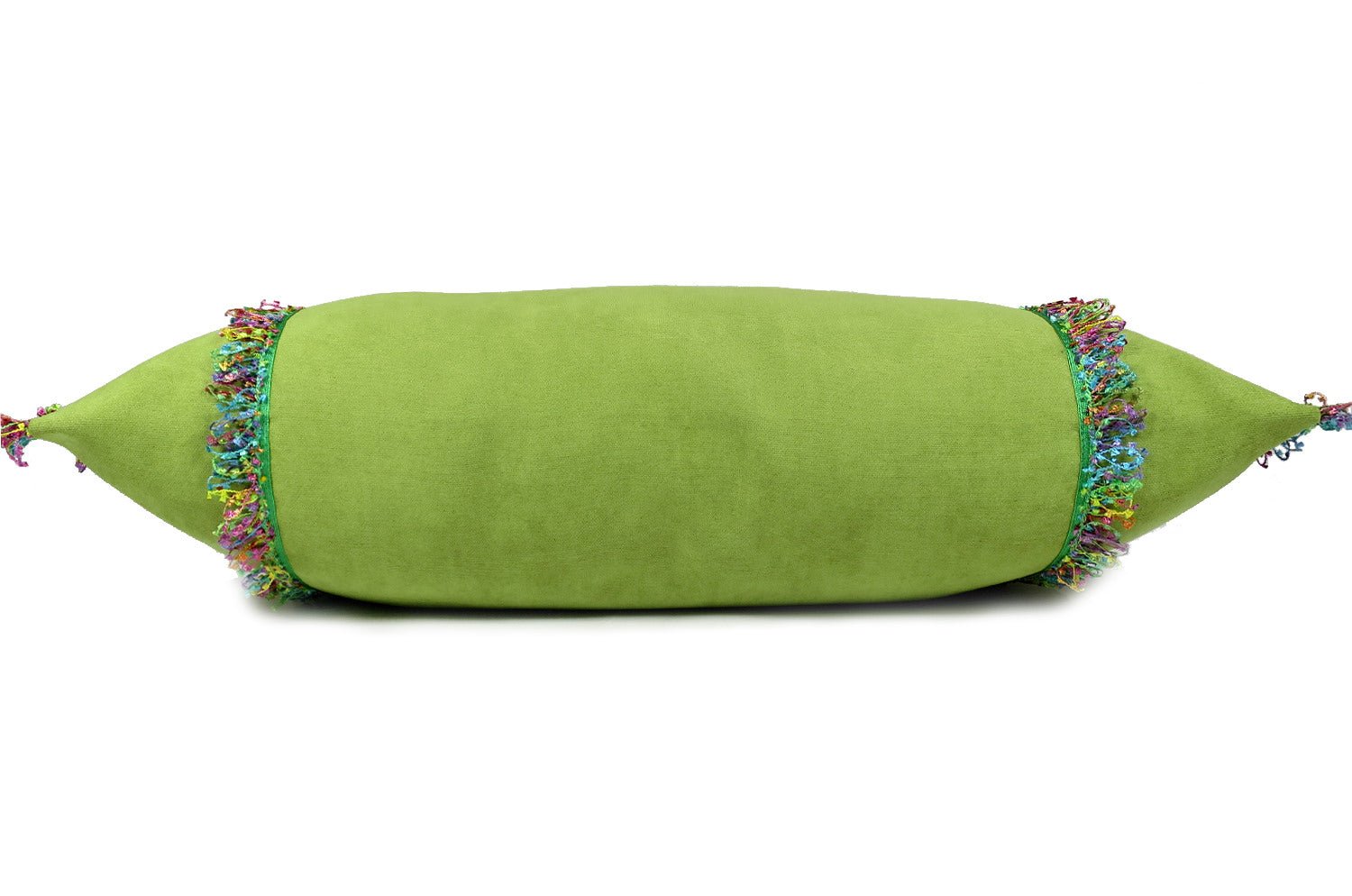 The Colorful Fringe 花畑カラフルフリンジクッション ライムグリーン 66×38cm 中材付 - HOUSE OF JAPAN Shop