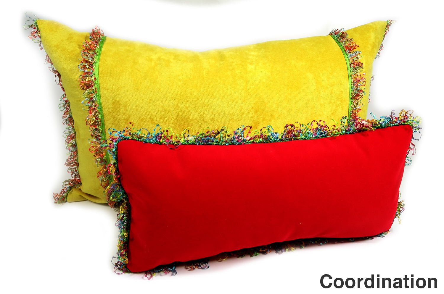 The Colorful Fringe 花畑カラフルフリンジクッション イエロー 66×38cm 中材付 - HOUSE OF JAPAN Shop