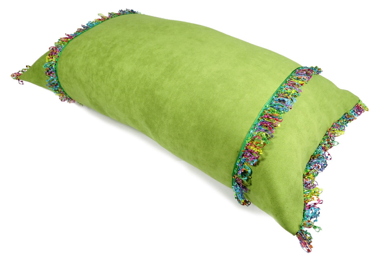 The Colorful Fringe 花畑カラフルフリンジクッション ライムグリーン 66×38cm 中材付 - HOUSE OF JAPAN Shop