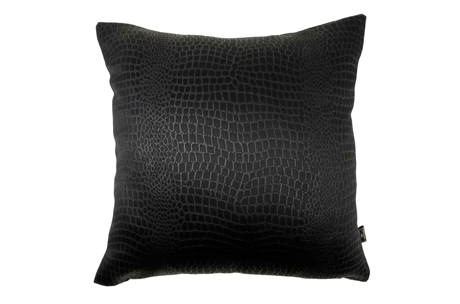 The Crocodile クロコ型押し柄クッションカバー ブラック 45×45cm - HOUSE OF JAPAN Shop