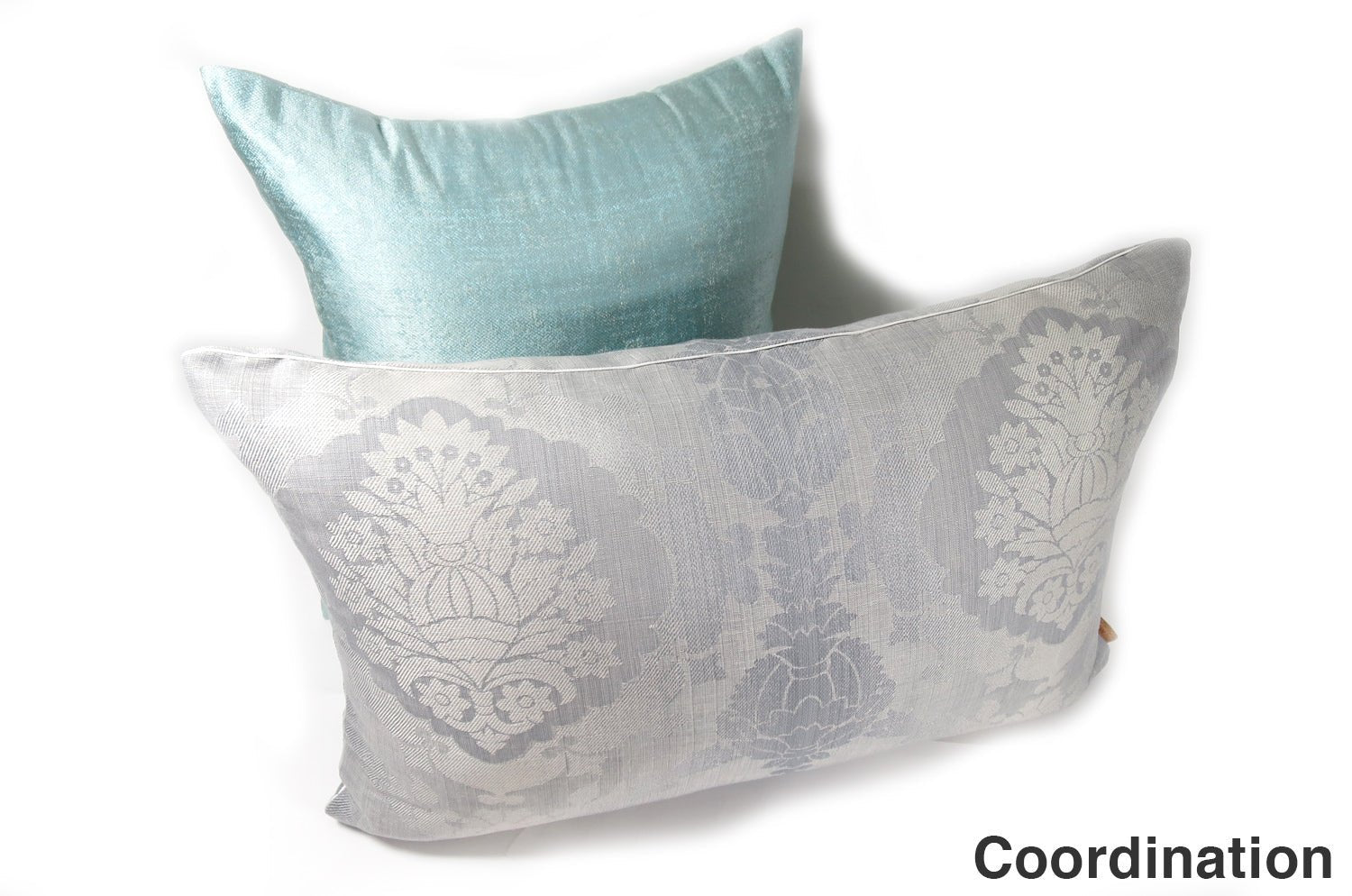 The Damask Cool gray ダマスク麻混クッション クールグレー 60×40cm 中材付 - HOUSE OF JAPAN Shop