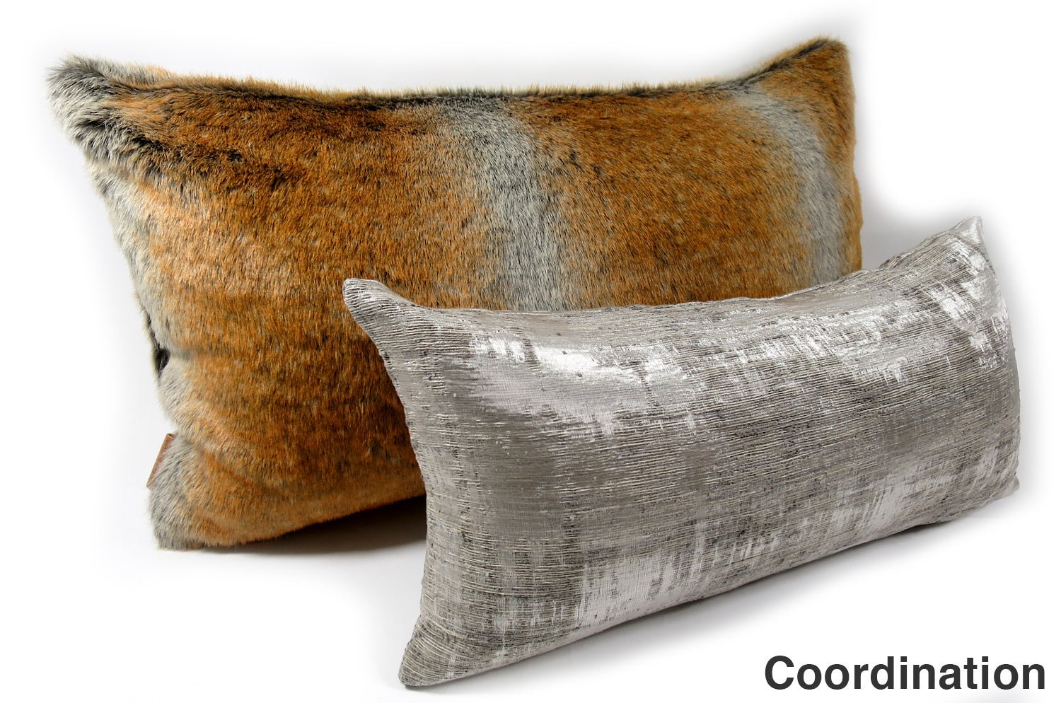 The EcoFur チンチラ オレンジグレー エコファー横長クッション 60×36cm 中材付 - HOUSE OF JAPAN Shop