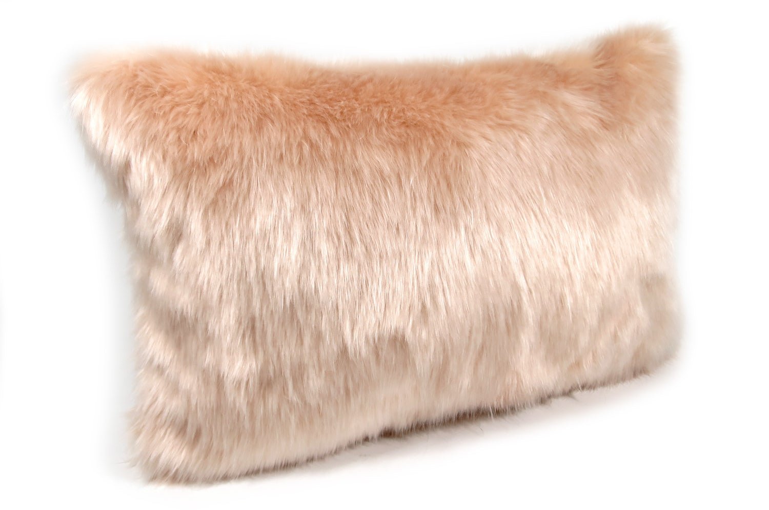 The EcoFur フォックス エコファー横長クッション シャーベットピーチ 60×38cm 中材付 - HOUSE OF JAPAN Shop