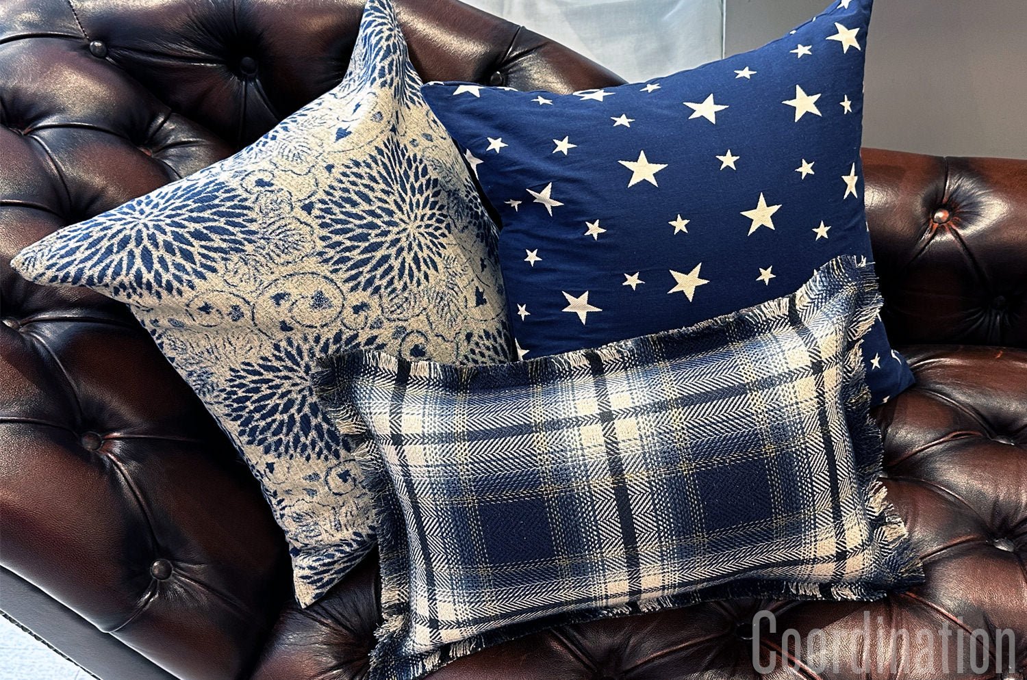 The ElburyCheck ロモ エルバリーチェック フリンジ クッション 50(54)×30(34)cm 中材付 - HOUSE OF JAPAN Shop