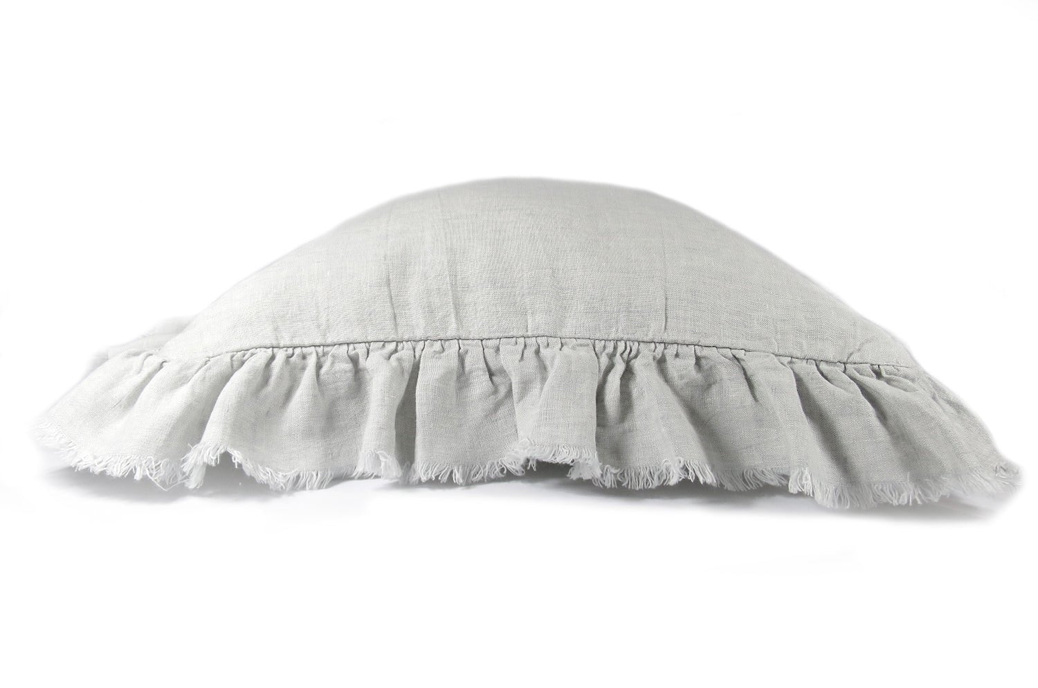 The European Linen ヨーロッパリネンフリルクッションカバー アイスグレー 45×45cm - HOUSE OF JAPAN Shop