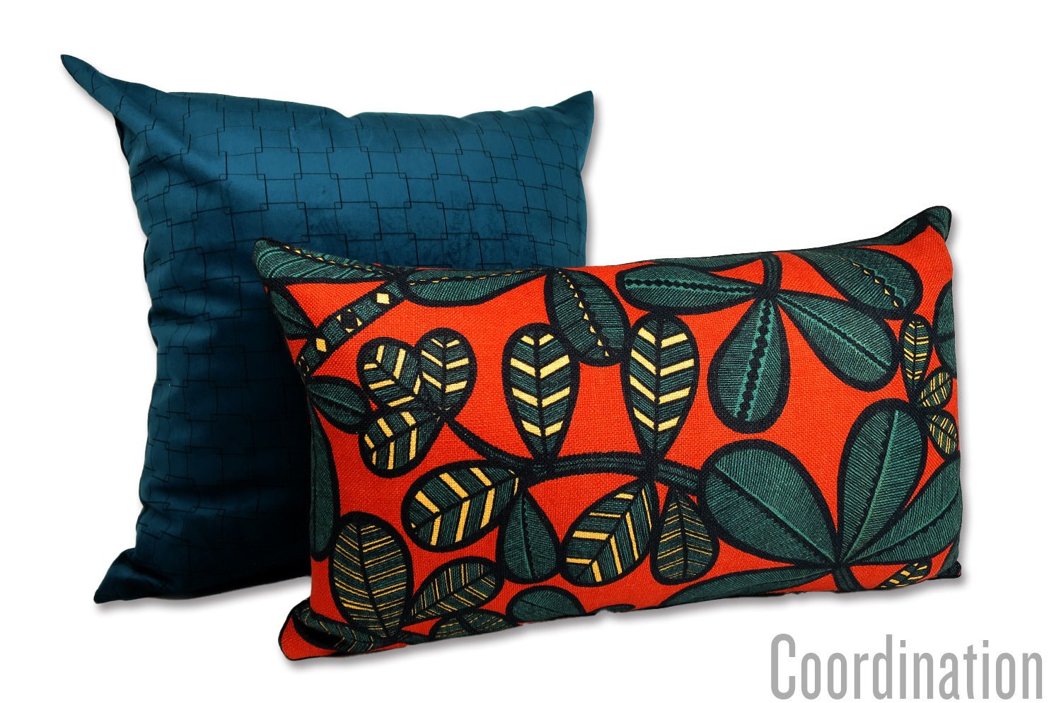 The FAO ファオ フレンチリネンキャンバス フォレストプリント クッション (ブラック&レッド) 50×30cm 中材付 - HOUSE OF JAPAN Shop