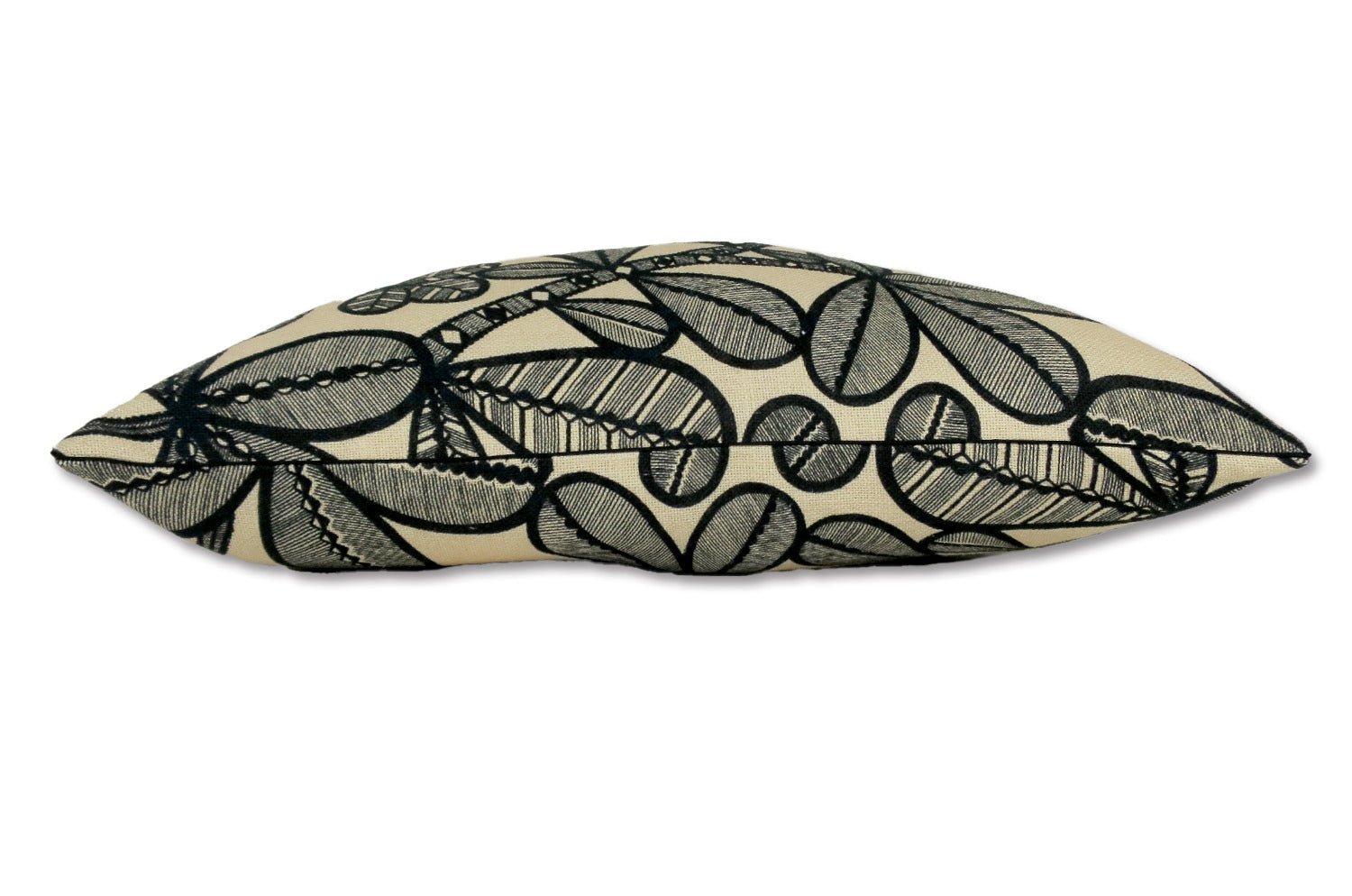 The FAO ファオ フレンチリネンキャンバス フォレストプリント クッション (ブラック&バニラ) 50×30cm 中材付 - HOUSE OF JAPAN Shop