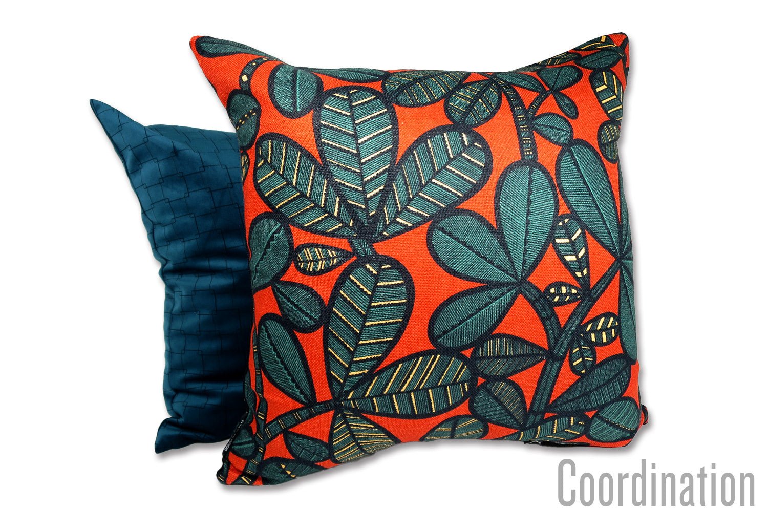 The FAO ファオ フレンチリネンキャンバス フォレストプリント クッションカバー (ブラック&レッド) 50×50cm - HOUSE OF JAPAN Shop