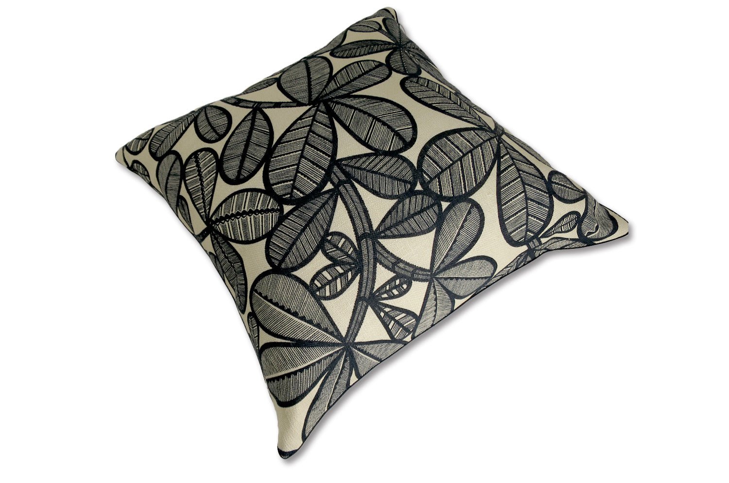The FAO ファオ フレンチリネンキャンバス フォレストプリント クッションカバー (ブラック&バニラ) 50×50cm - HOUSE OF JAPAN Shop