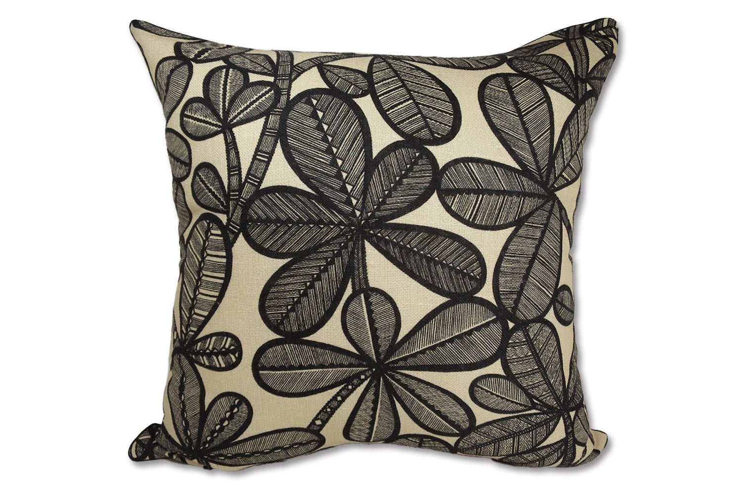 The FAO ファオ フレンチリネンキャンバス フォレストプリント クッションカバー (ブラック&バニラ) 50×50cm - HOUSE OF JAPAN Shop