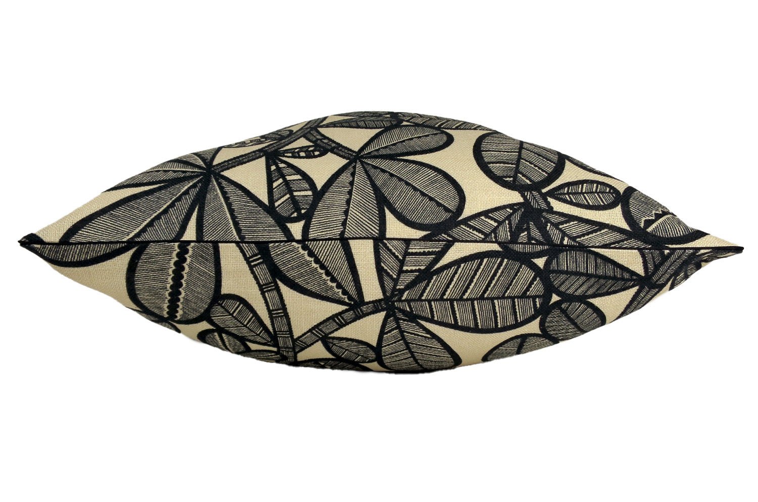 The FAO ファオ フレンチリネンキャンバス フォレストプリント クッションカバー (ブラック&バニラ) 50×50cm - HOUSE OF JAPAN Shop