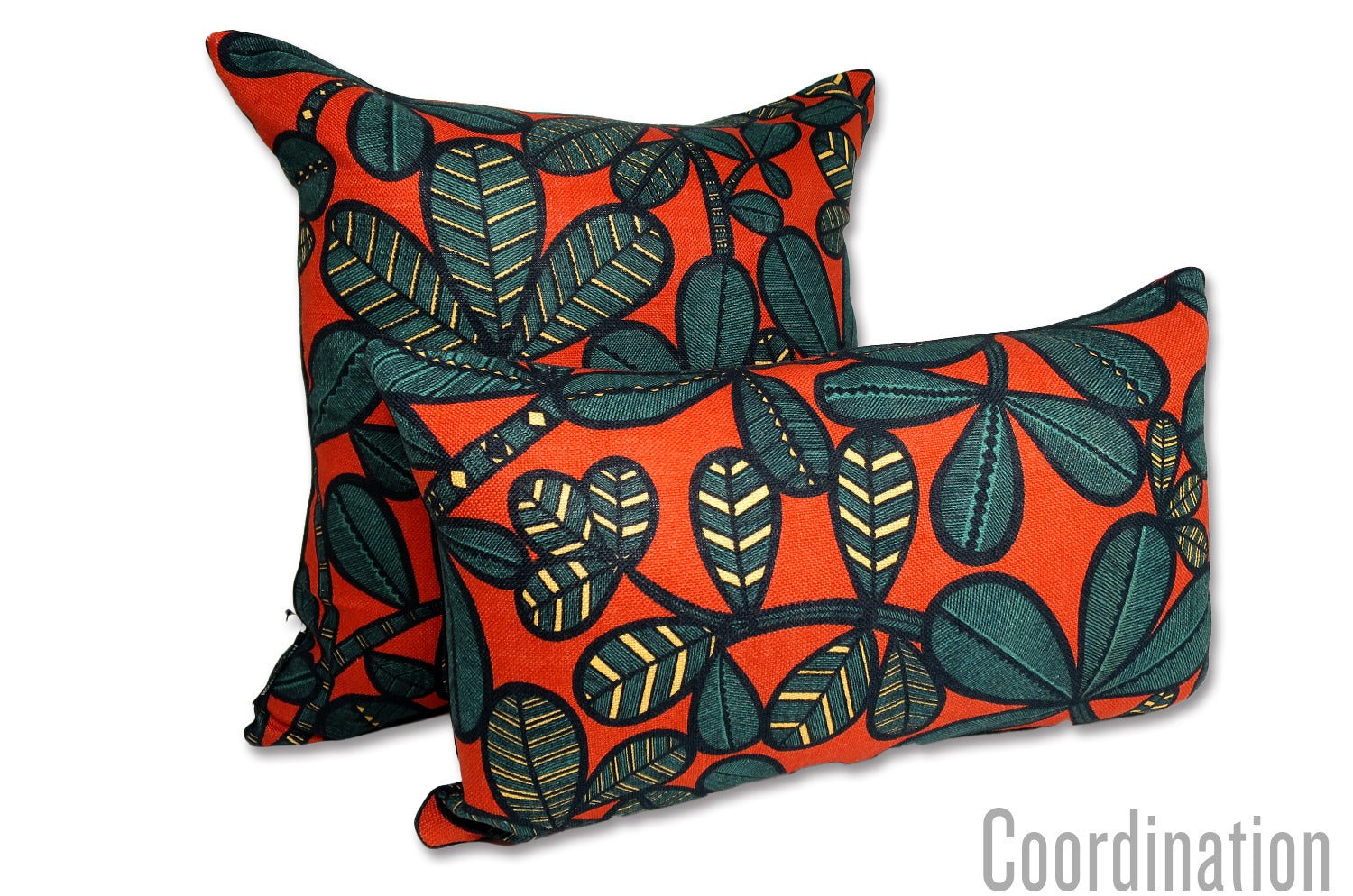 The FAO ファオ フレンチリネンキャンバス フォレストプリント クッションカバー (ブラック&レッド) 50×50cm - HOUSE OF JAPAN Shop