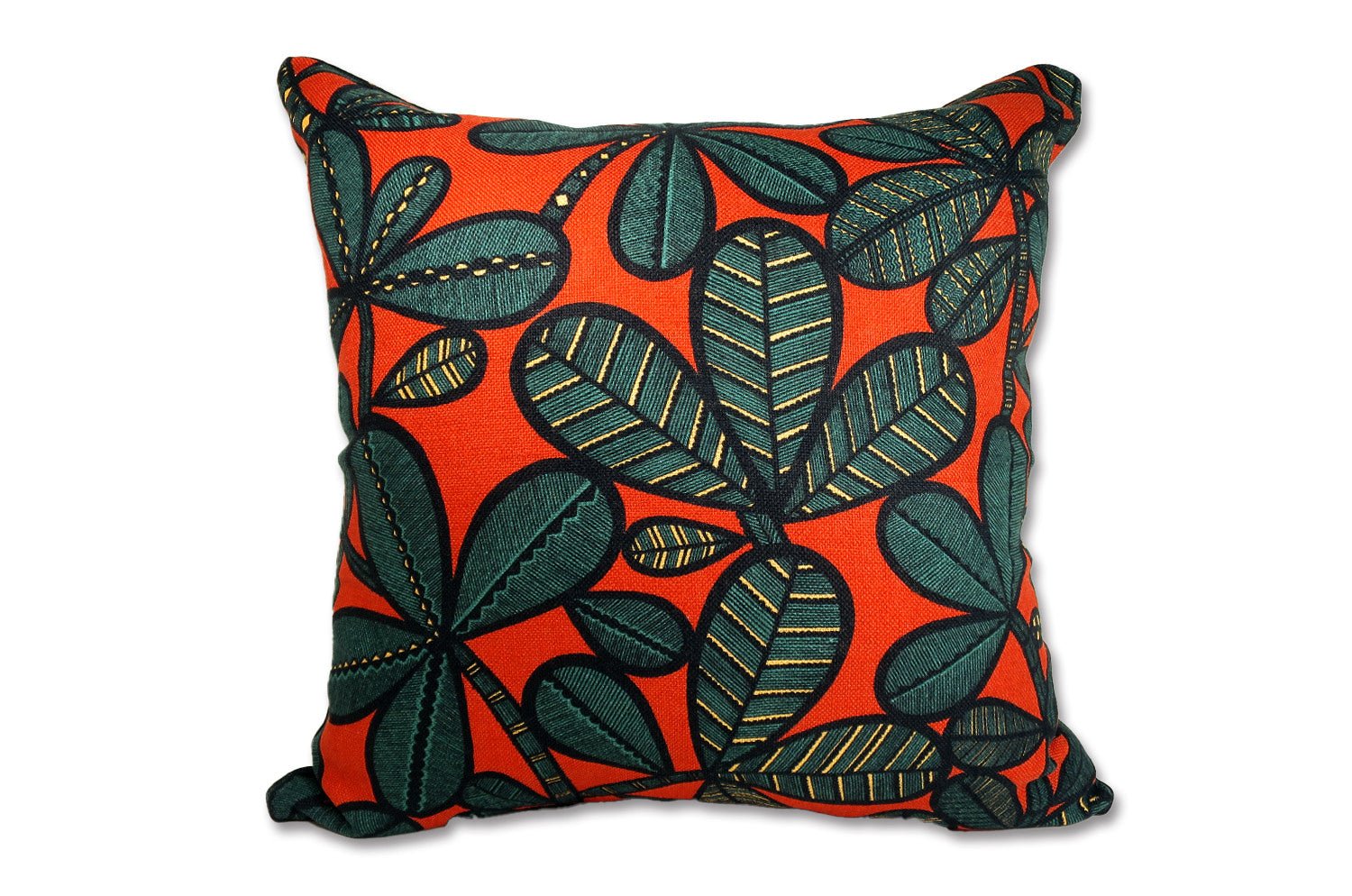 The FAO ファオ フレンチリネンキャンバス フォレストプリント クッションカバー (ブラック&レッド) 50×50cm - HOUSE OF JAPAN Shop