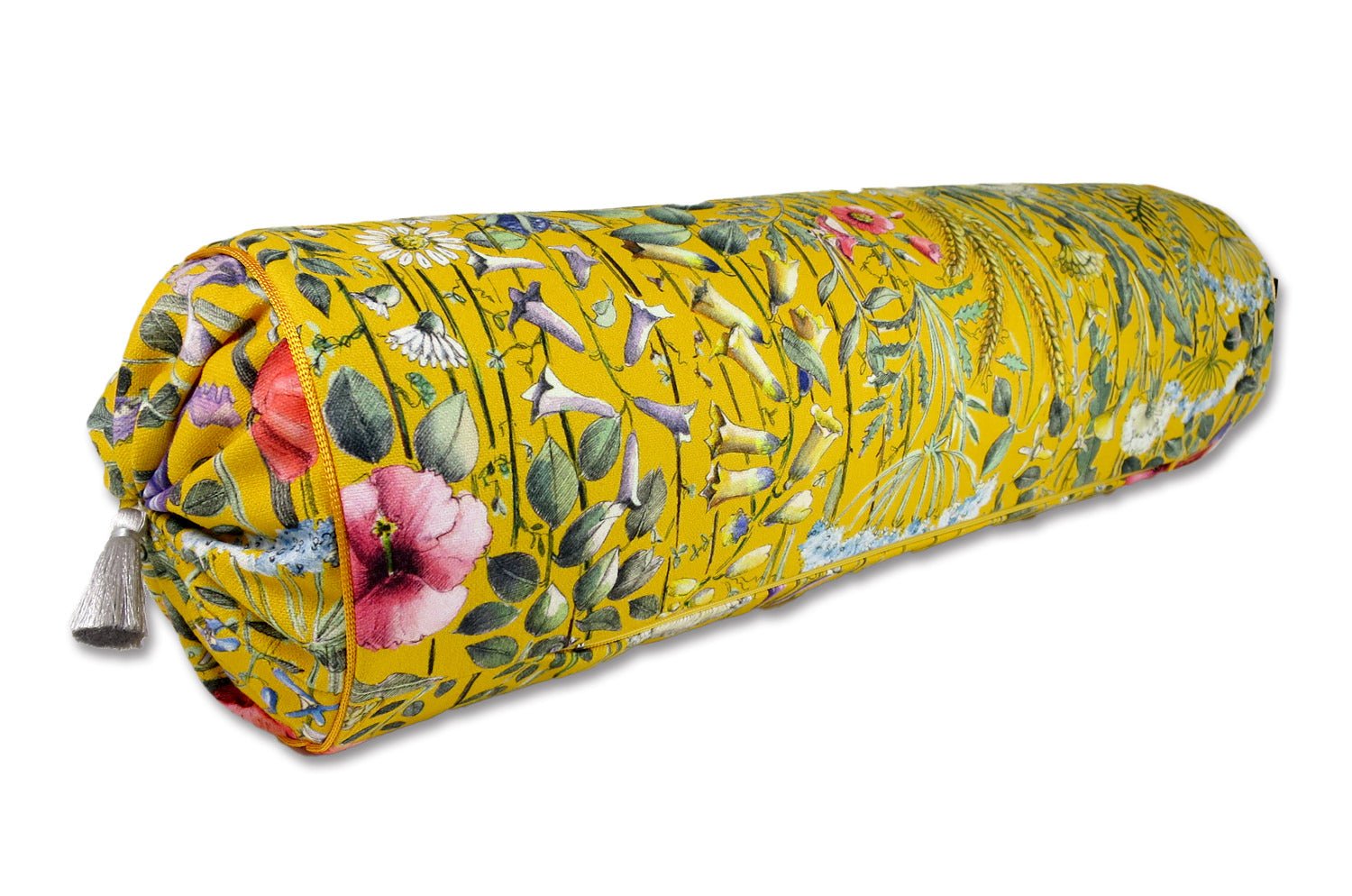 The FOND JAUNE 黄色の背景 フランス製コットン ボルスター クッション 50×16Φ 中材付 - HOUSE OF JAPAN Shop