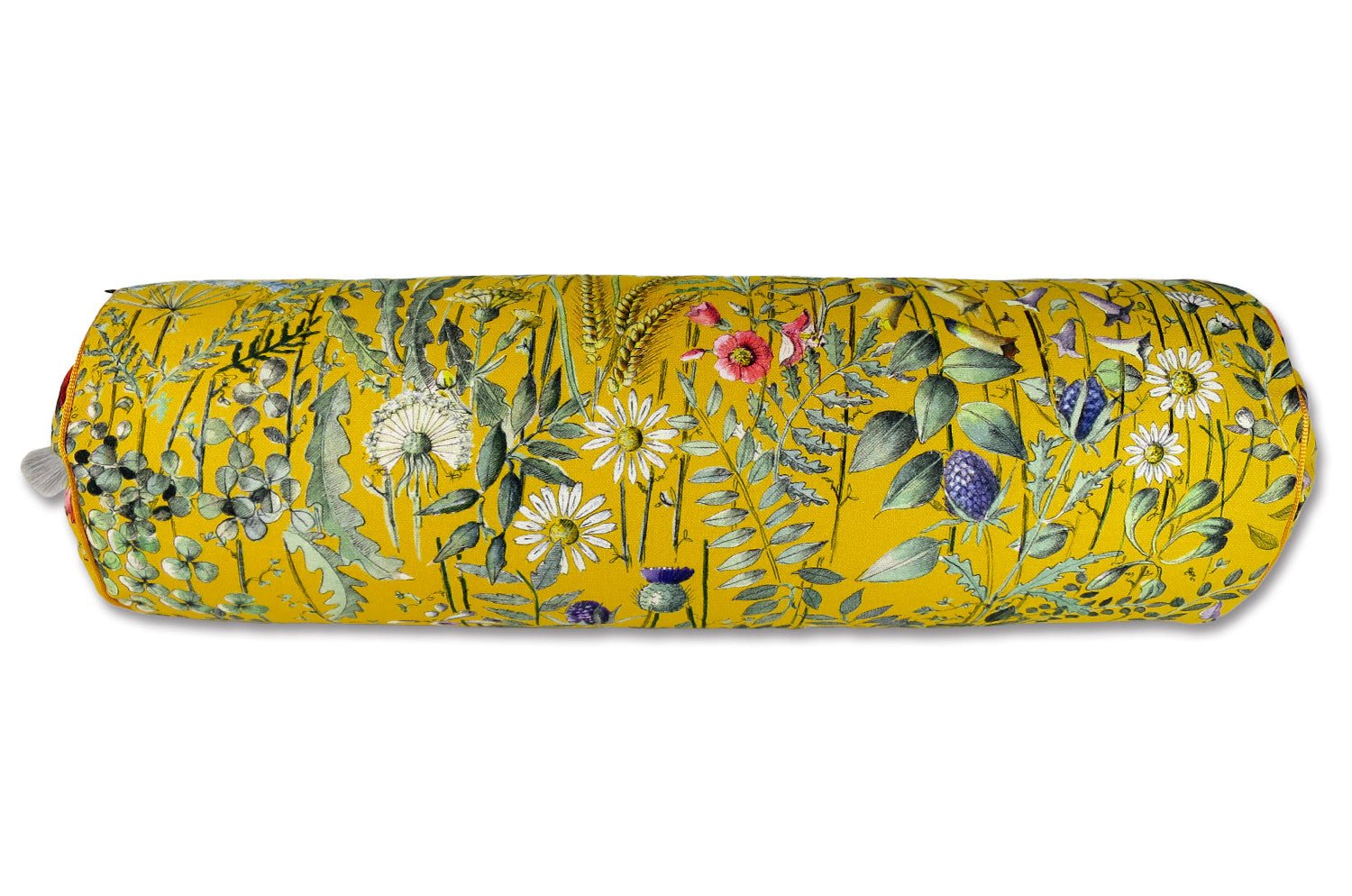 The FOND JAUNE 黄色の背景 フランス製コットン ボルスター クッション 50×16Φ 中材付 - HOUSE OF JAPAN Shop