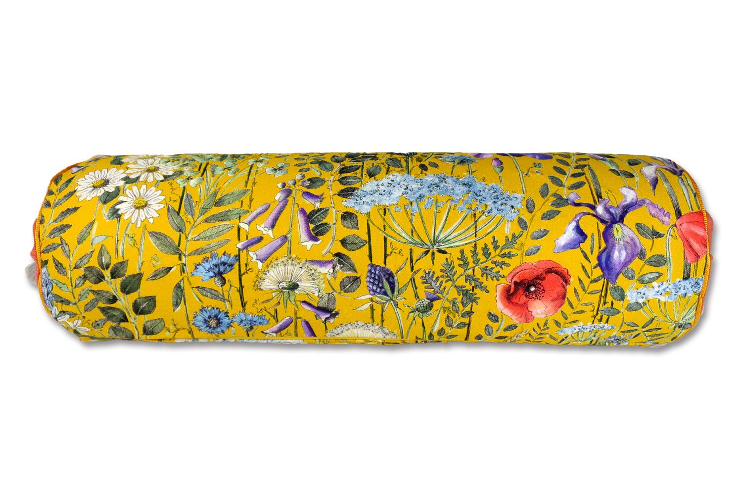 The FOND JAUNE 黄色の背景 フランス製コットン ボルスター クッション(オレンジ) 50×16Φ 中材付 - HOUSE OF JAPAN Shop