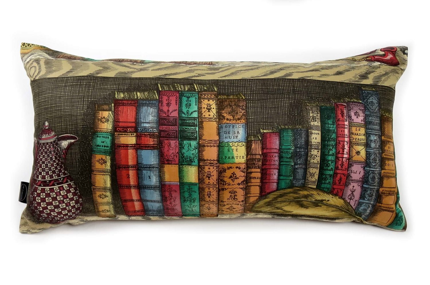 The Fornasetti ピエロフォルナセッティ書棚ヴィンテージ横長クッション 50×25cm 中材付 - HOUSE OF JAPAN Shop