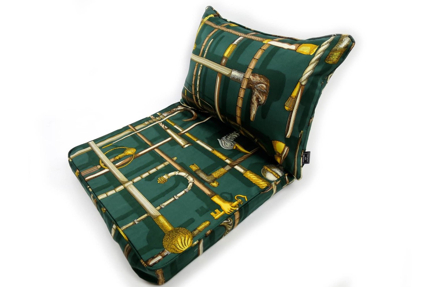The Fornasetti ピエロフォルナセッティヴィンテージファブリック低反発シートクッション I BASTONIグリーンデザイン 40×40×5cm 中材付 - HOUSE OF JAPAN Shop