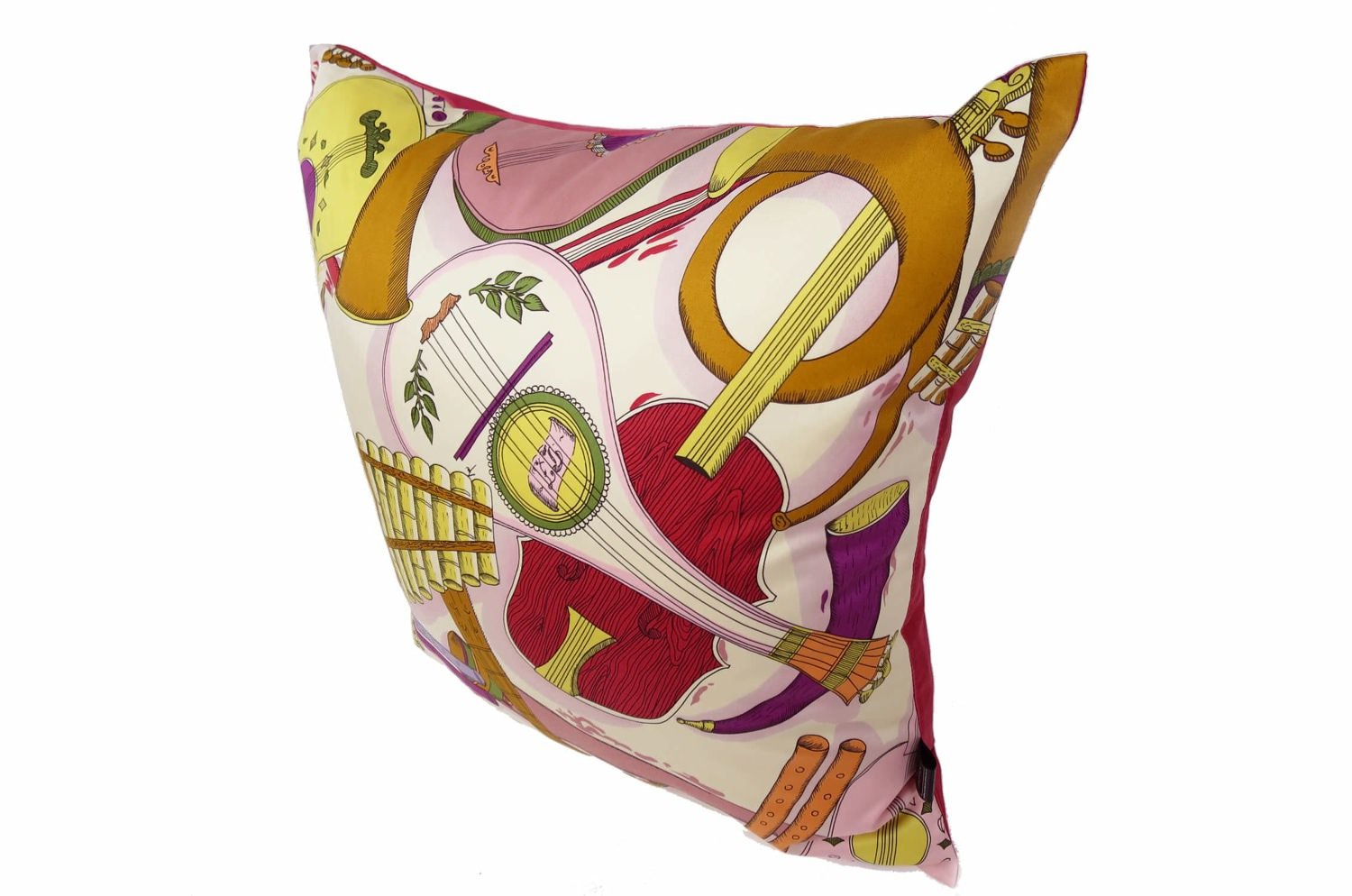The Fornasetti ピエロフォルナセッティ&ジムトンプソンファブリック楽器柄ヴィンテージクッション ベージュNo.01 50×50cm 中材付 - HOUSE OF JAPAN Shop