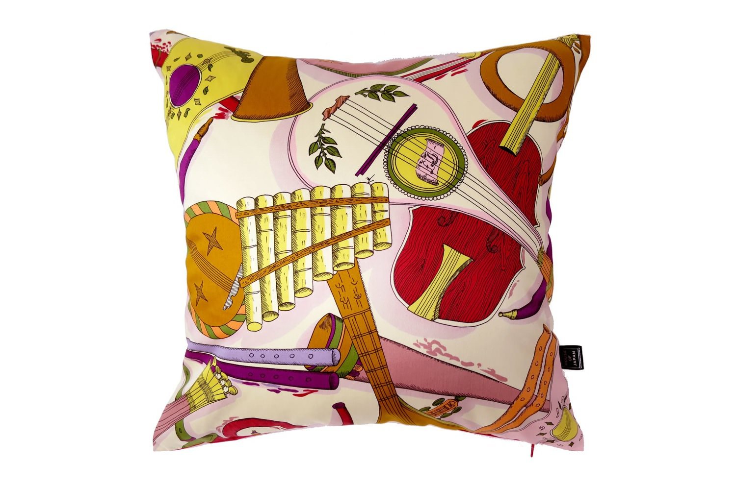 The Fornasetti ピエロフォルナセッティ&ジムトンプソンファブリック楽器柄ヴィンテージクッション ベージュNo.01 50×50cm 中材付 - HOUSE OF JAPAN Shop