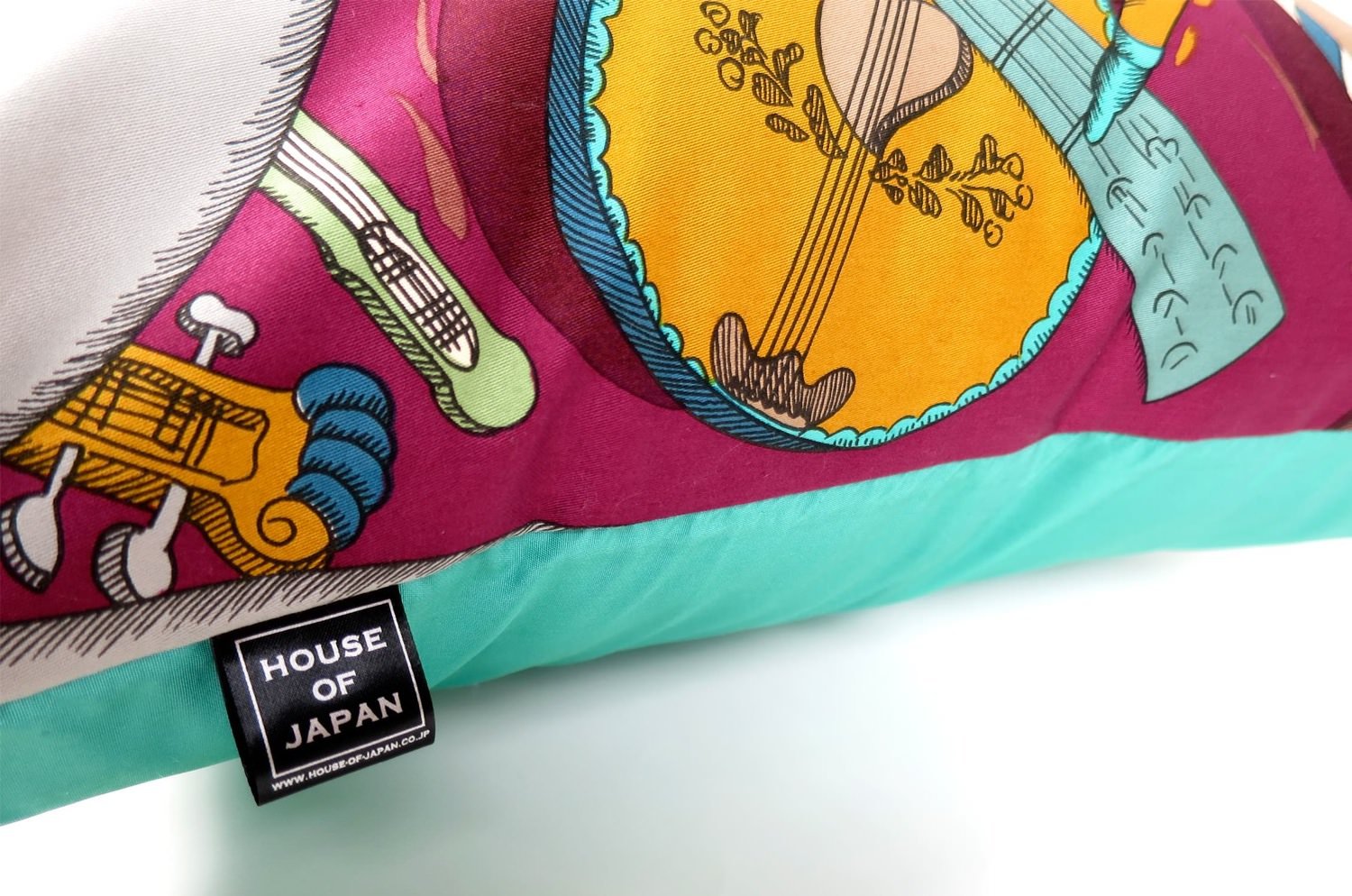 The Fornasetti ピエロフォルナセッティ&ジムトンプソンファブリック楽器柄ヴィンテージクッション パープルNo.01 50×50cm 中材付 - HOUSE OF JAPAN Shop