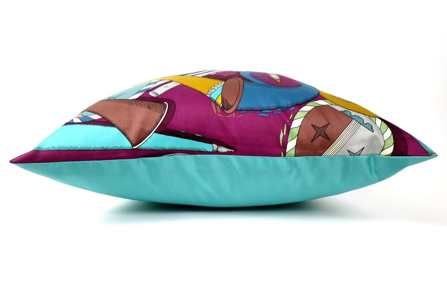 The Fornasetti ピエロフォルナセッティ&ジムトンプソンファブリック楽器柄ヴィンテージクッション パープルNo.01 50×50cm 中材付 - HOUSE OF JAPAN Shop