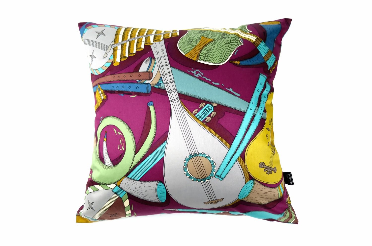 The Fornasetti ピエロフォルナセッティ&ジムトンプソンファブリック楽器柄ヴィンテージクッション パープルNo.02 50×50cm 中材付 - HOUSE OF JAPAN Shop